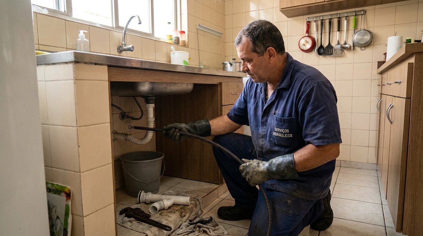 Desentupimento de Pia com Ferramenta em Suzano‑SP