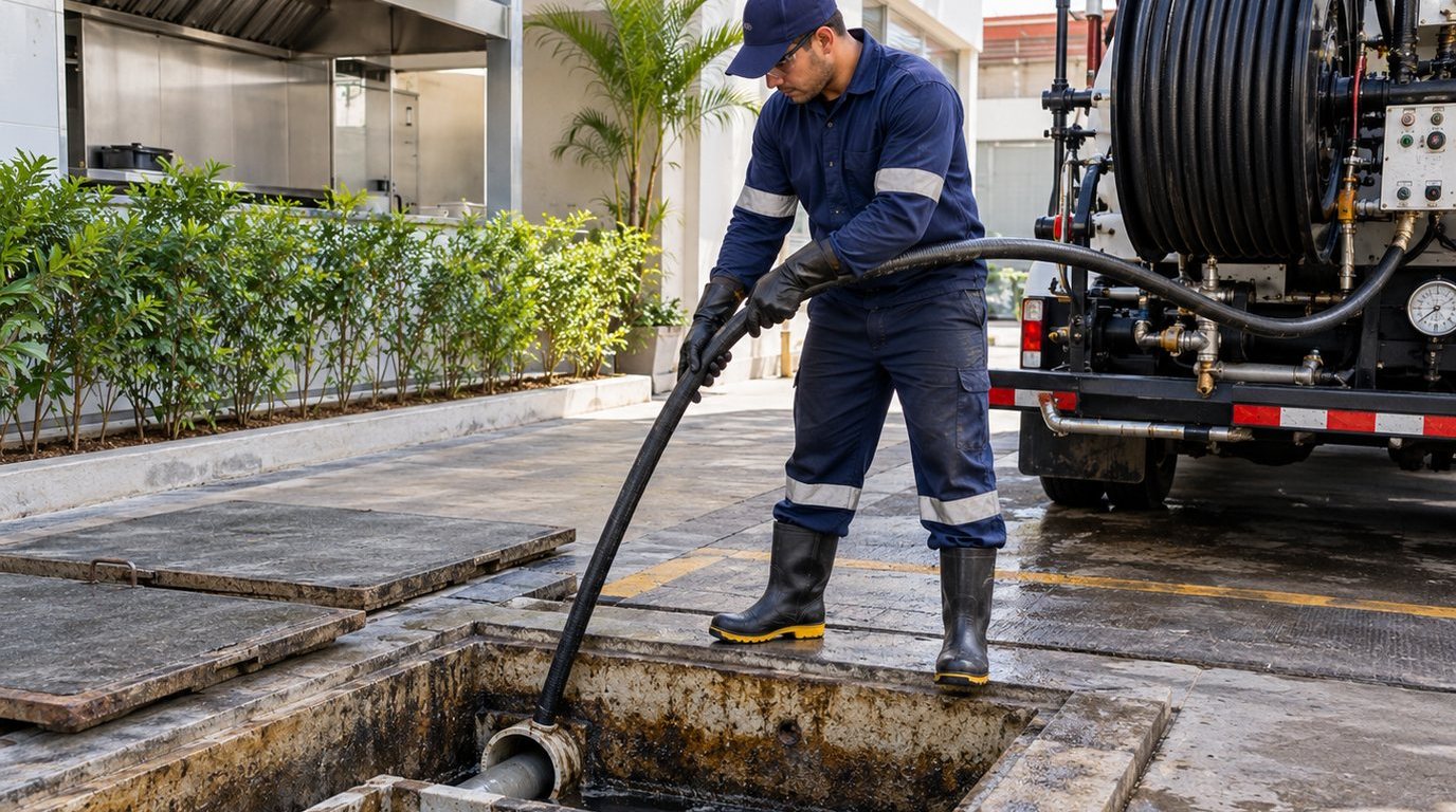 Hidrojateamento de Caixa de Gordura em Suzano‑SP